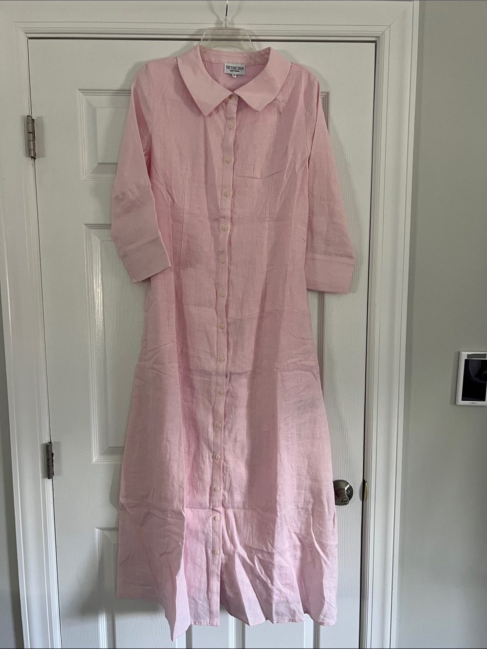 PINK LINEN LONG SLEEVE MAXI DRESS FULLY LINED MODEST